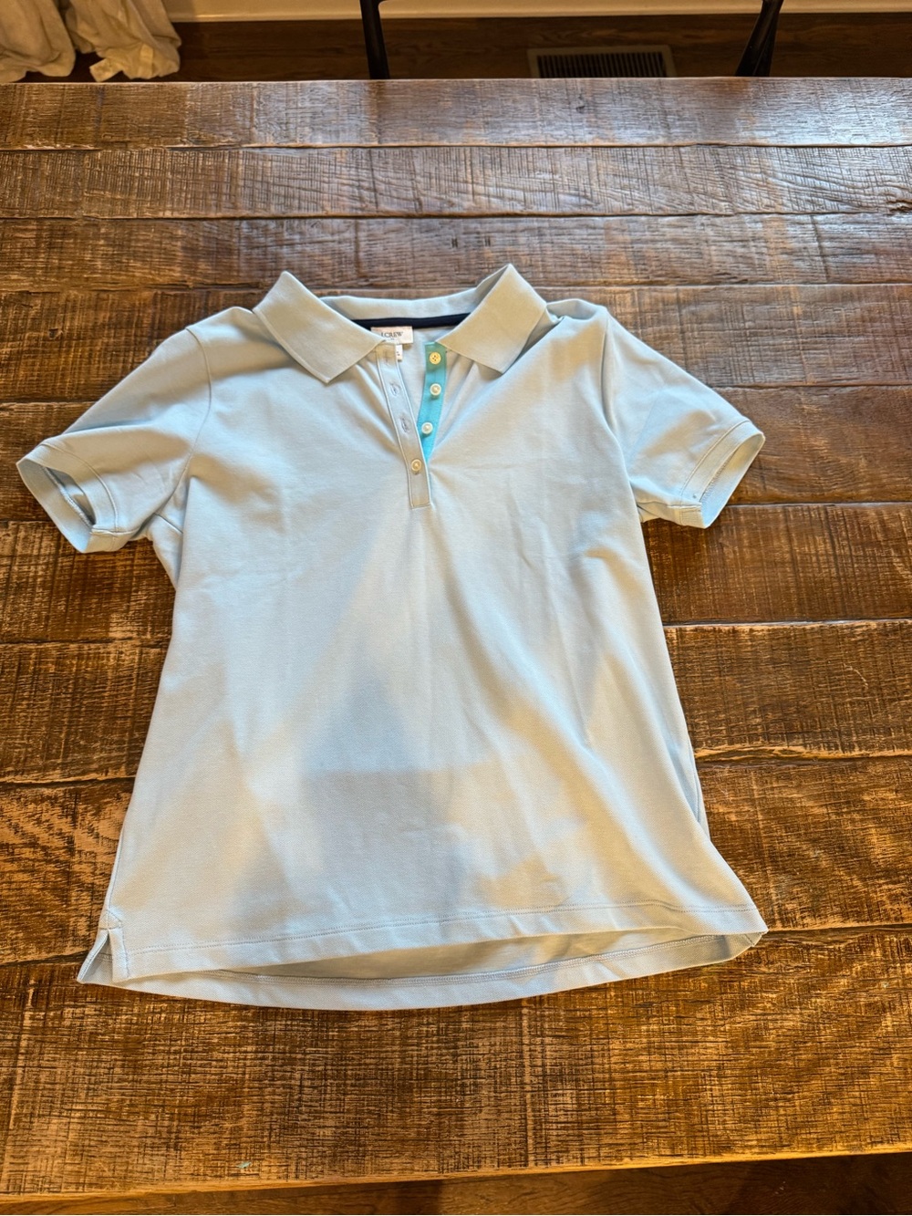 J. Crew Light Blue Polo with Turquoise Placket
